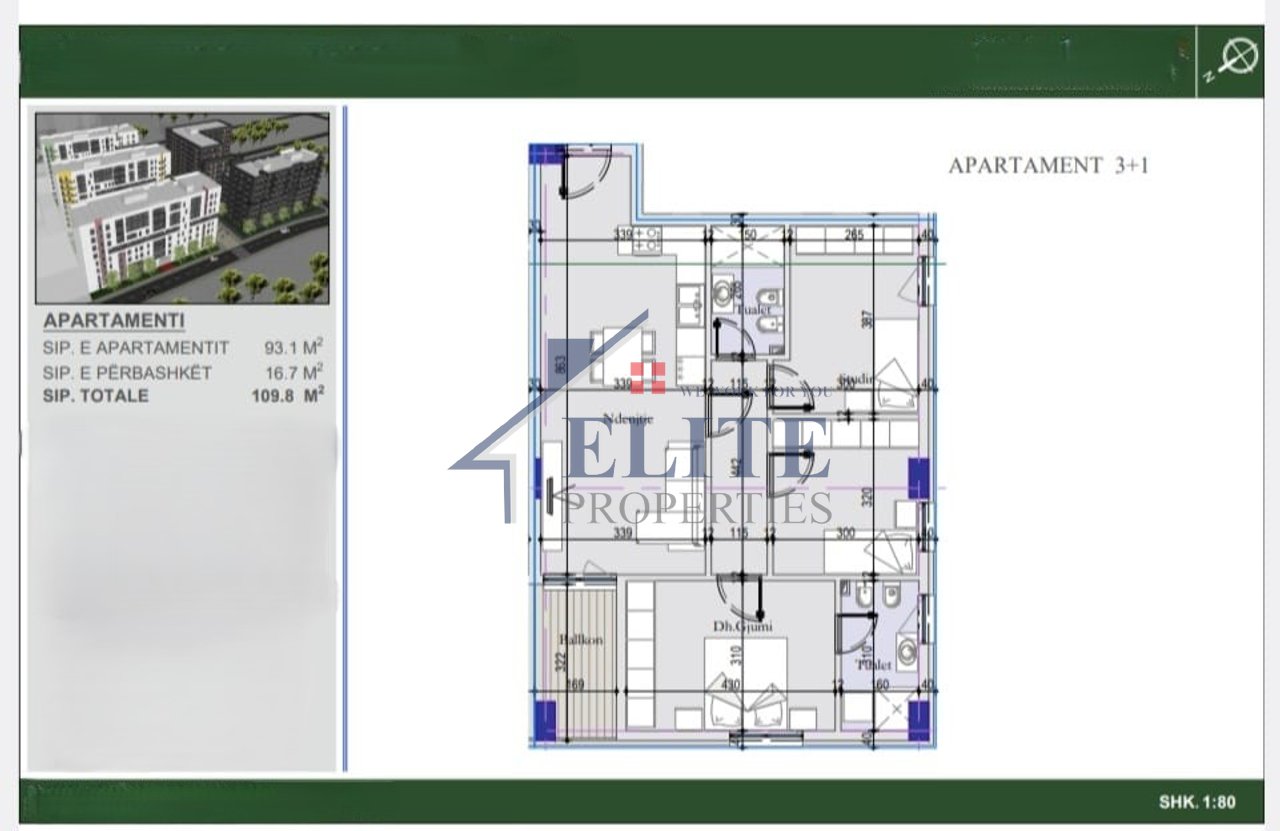Tirana Entry II, apartment 2+1 for sale