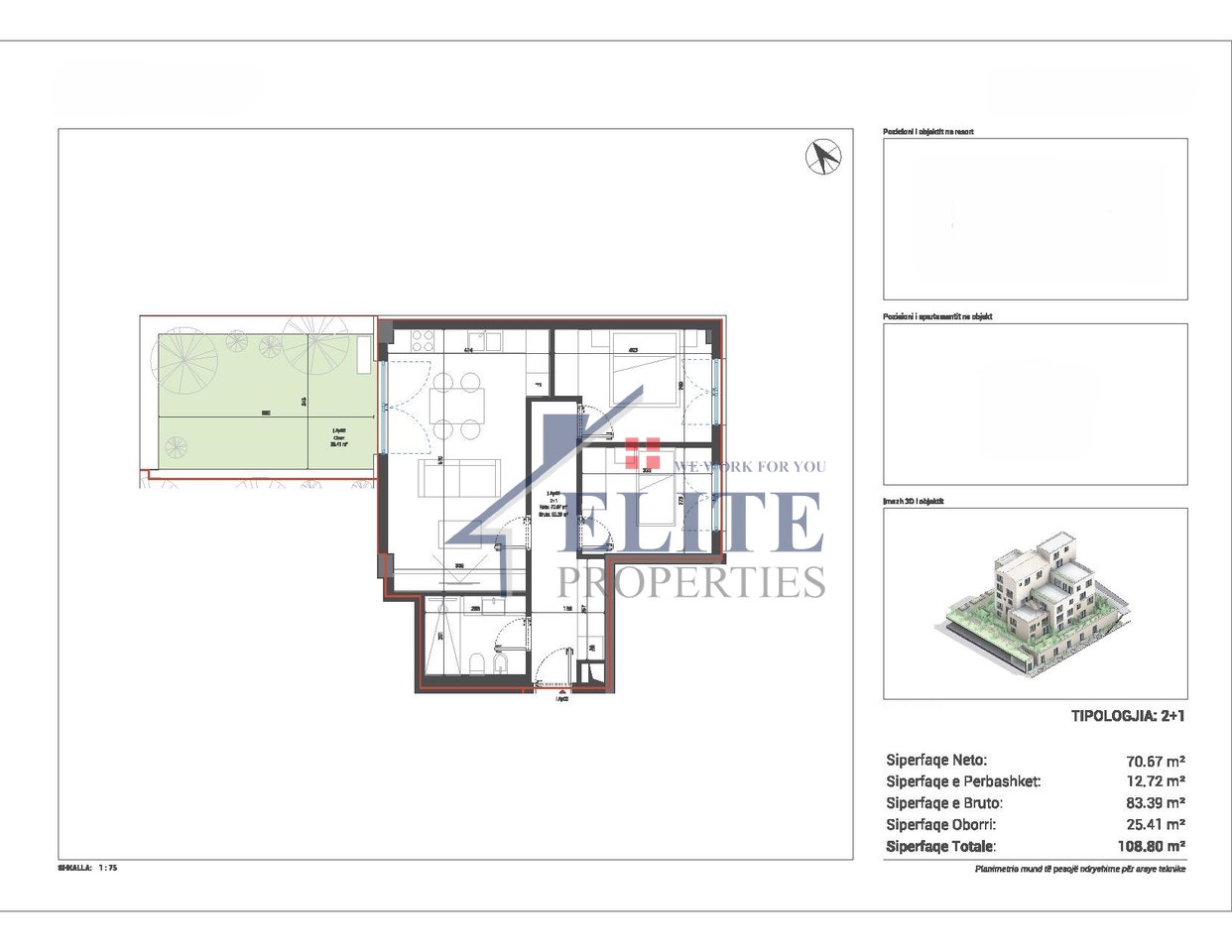 Square Village Drymadhes, apartament 2+1 + verandë në shitje