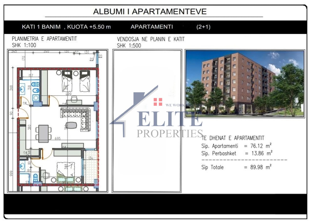 Golden Hands Paskuqan, appartamento con due camere da letto in vendita