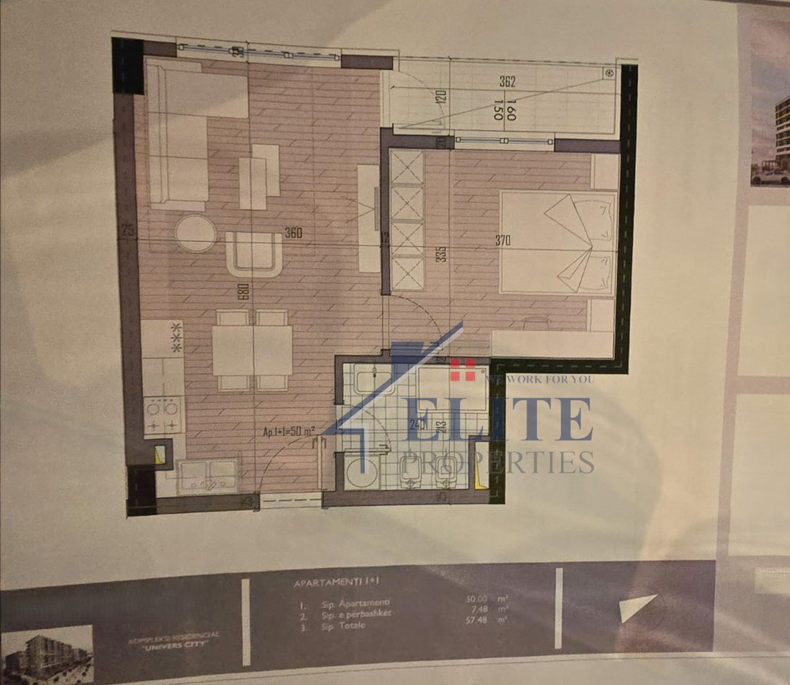 Univers City, apartament 1+1 në shitje