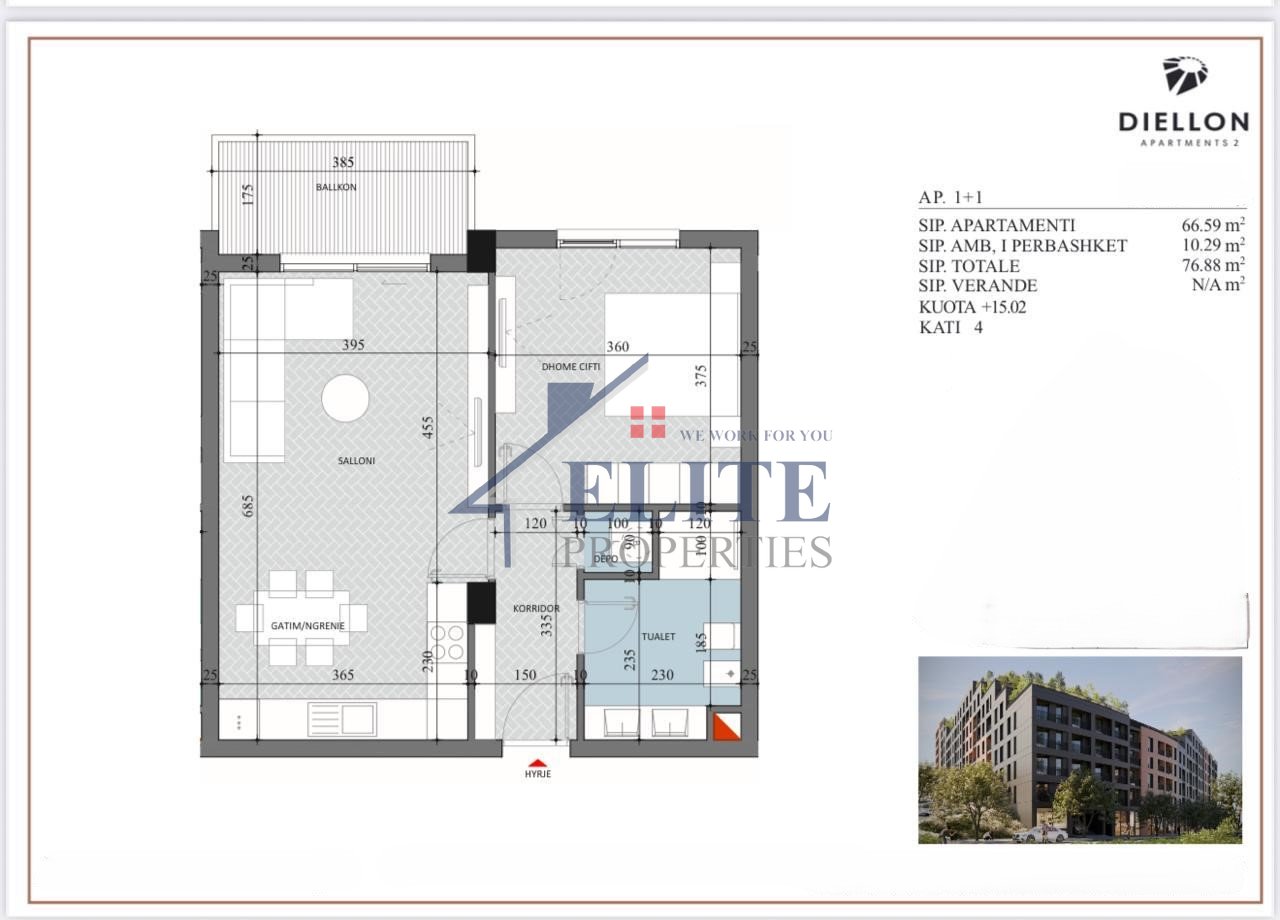 Diellon Apartments Paskuqan, one bedroom apartment for sale