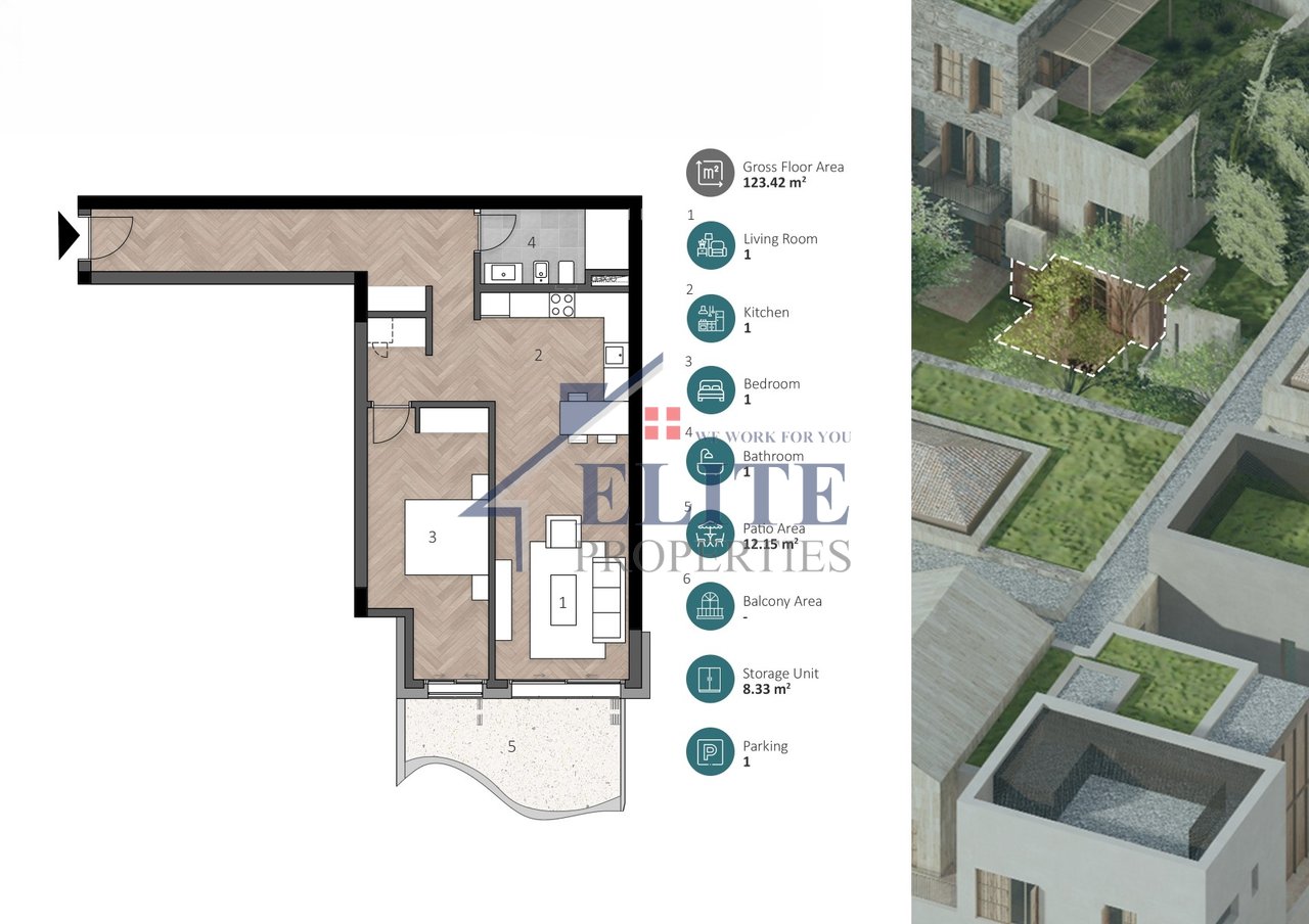 Green Coast Village, apartament 1+1 për shitje