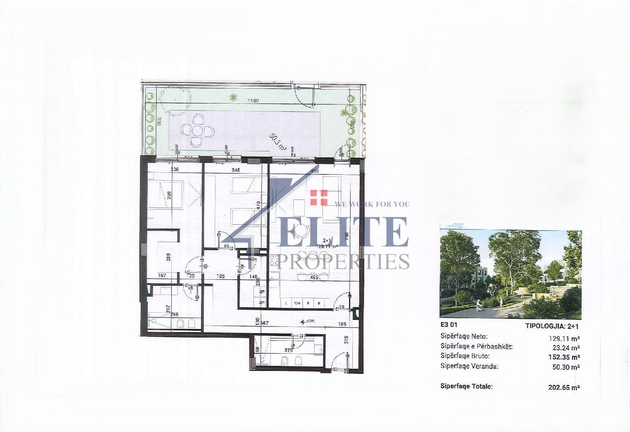 Park House Residence, appartamento 2+1+ cortile in vendita – Mjull Bathore