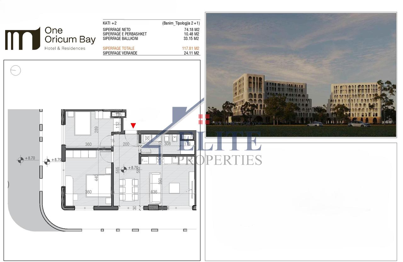 One Orikum Bay, apartament 2+1 në shitje