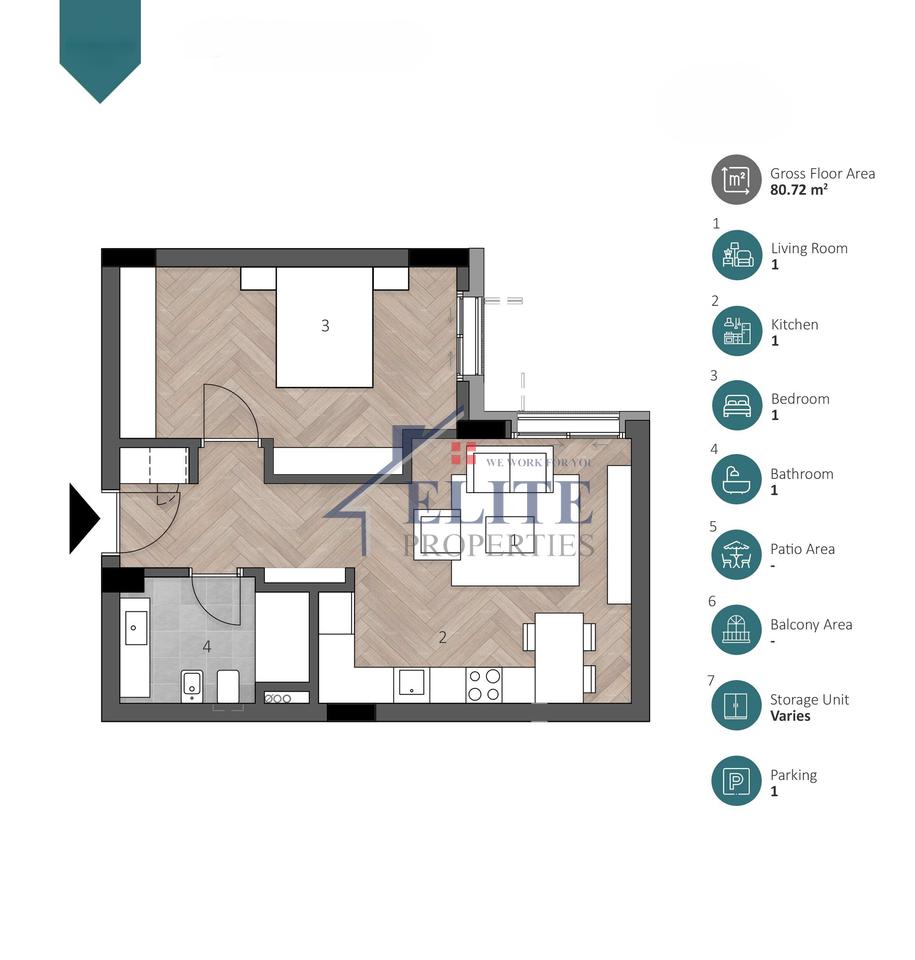 Green Coast Village, apartament 1+1 në shitje