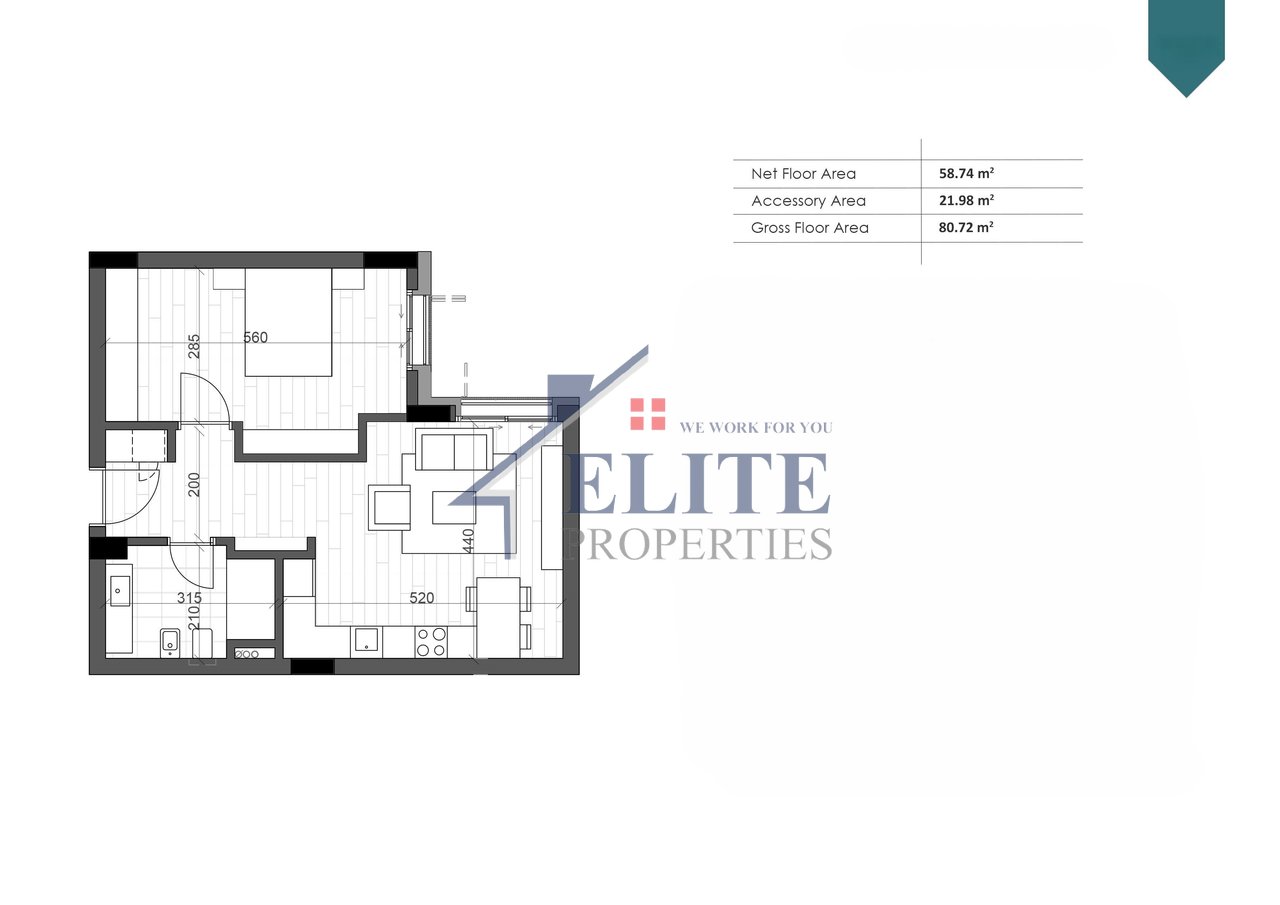 Green Coast Village, apartament 1+1 në shitje