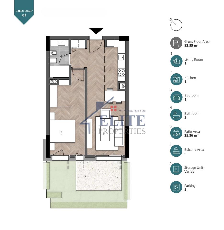 Green Coast Village, apartament 1+1 në shitje