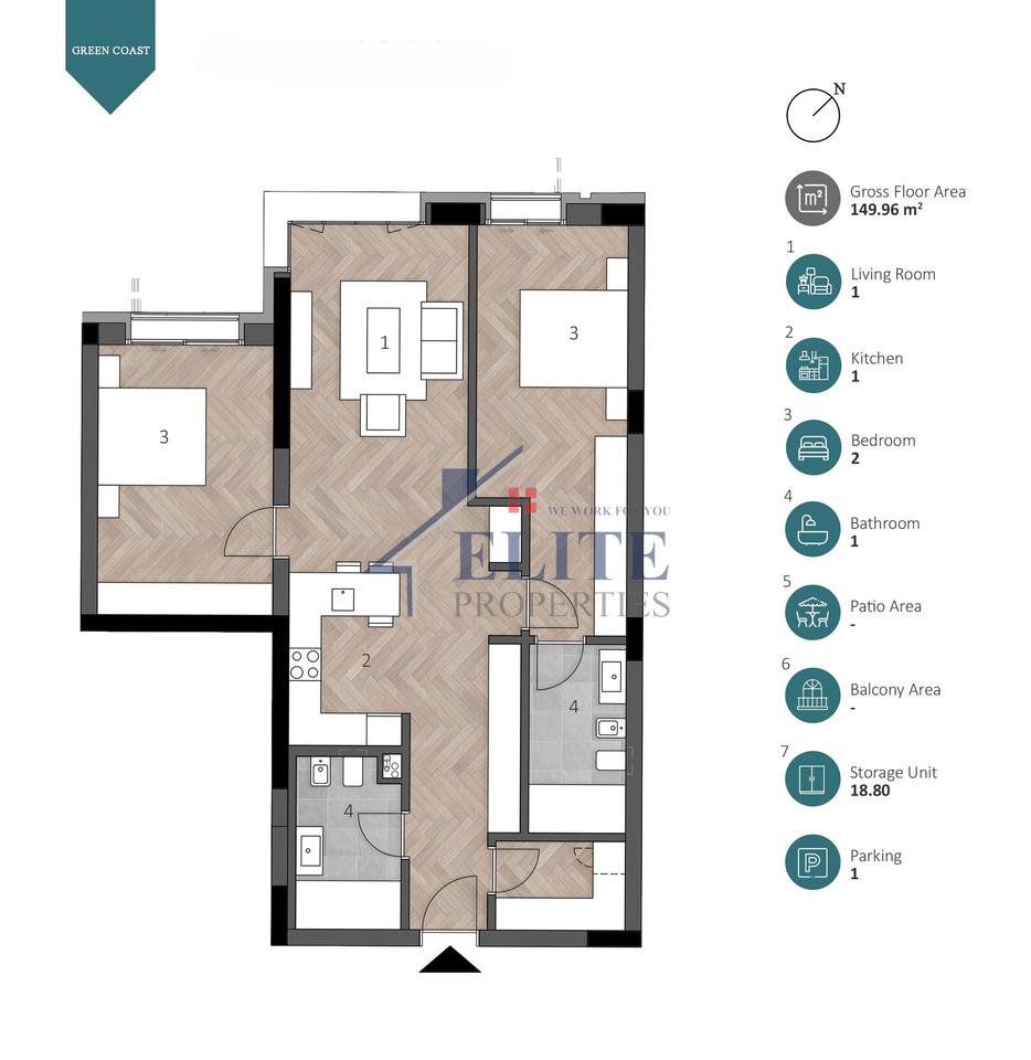 Green Coast Village, apartament 2+1 në shitje