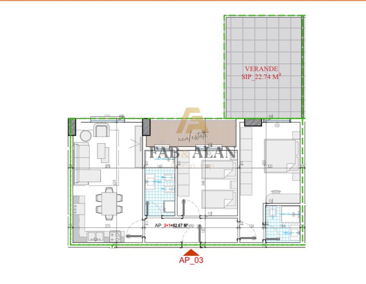APPARTAMENTO TEK POLARIS RESIDENCE 2+1+2+ VERANDA!