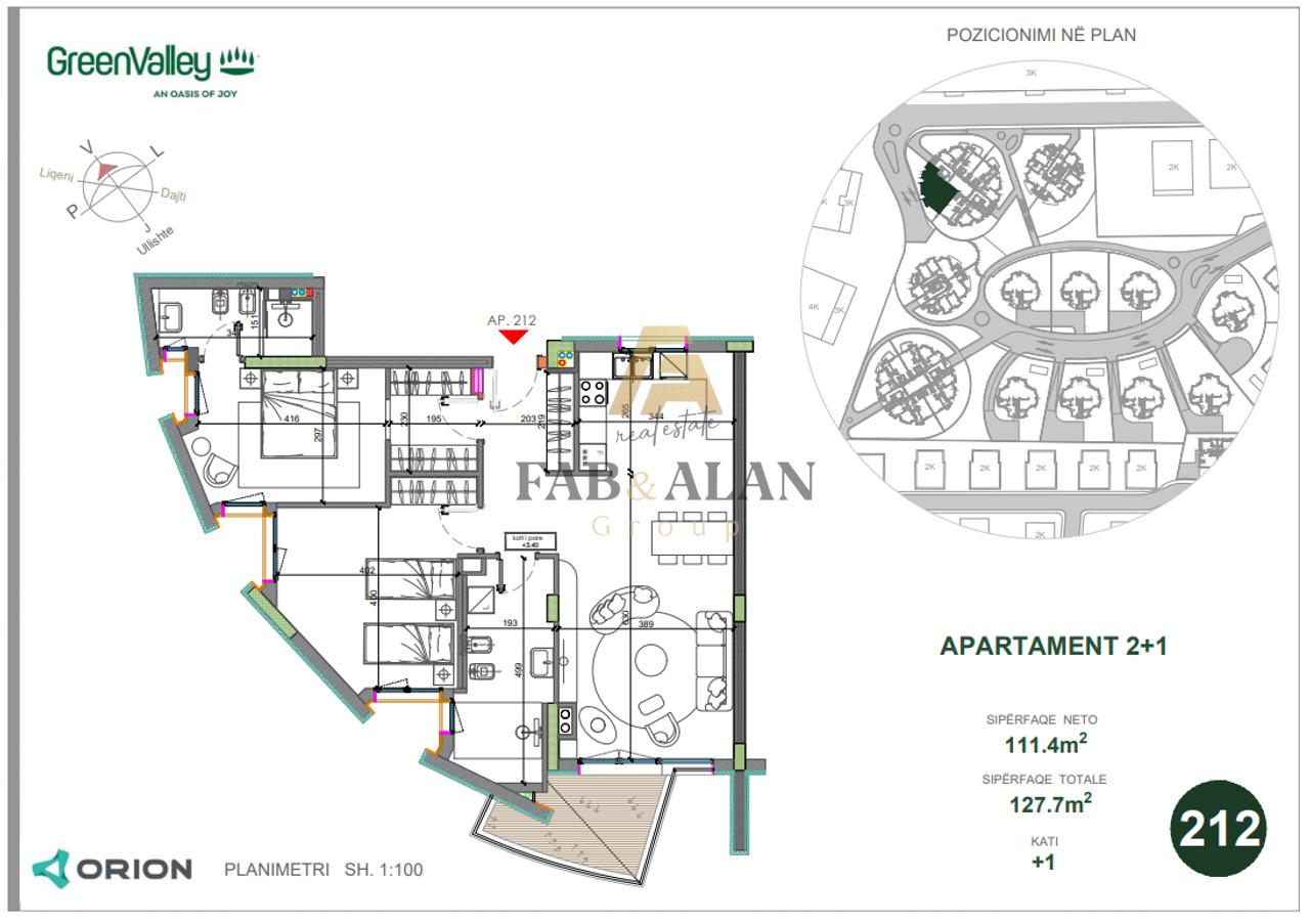 Apartament Modern 2+1 me Ballkon – Rezidenca Green Valley, Liqeni Artificial Çmimi 378,000€