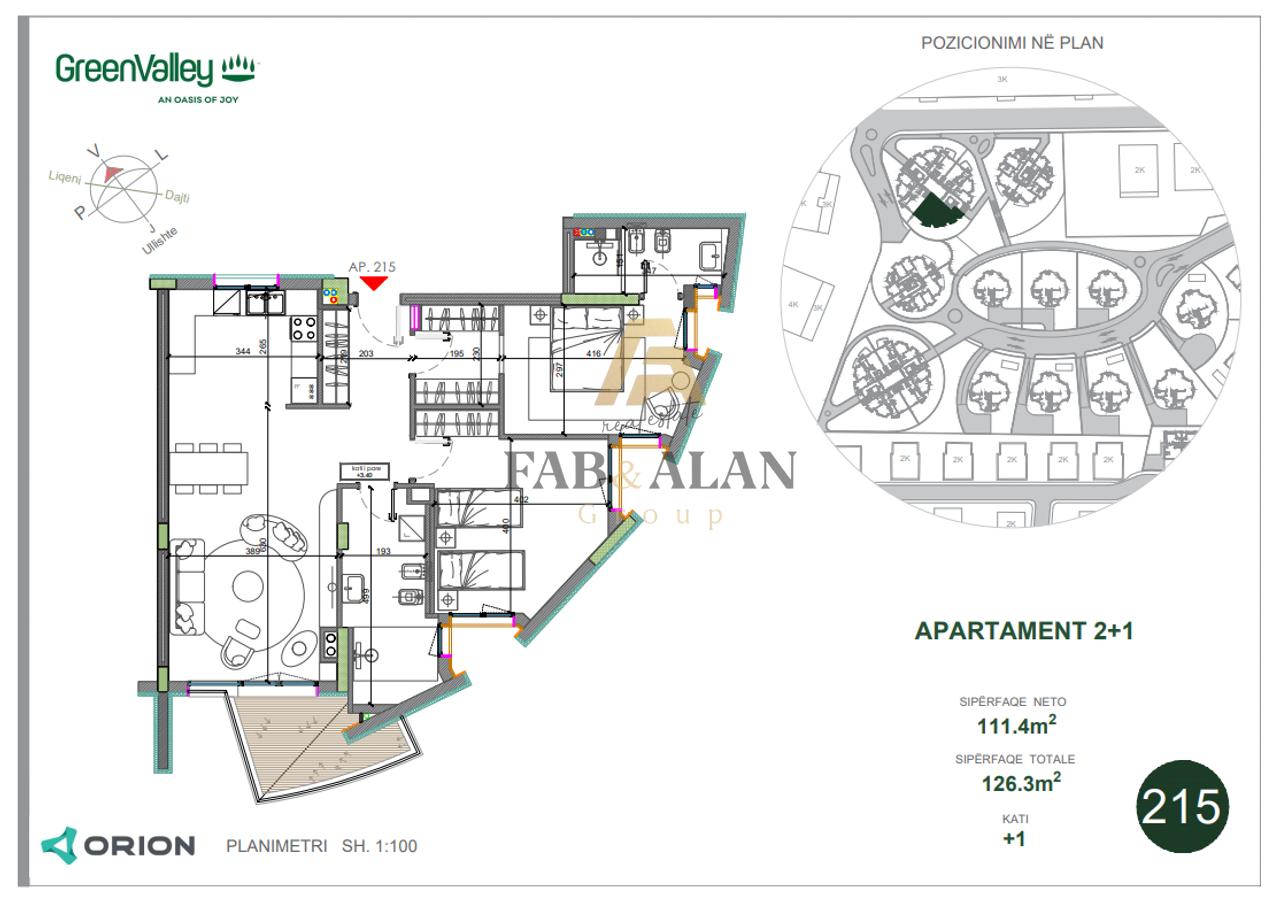 Apartment 2+1 for Sale in Green Valley Residence, Dry Lake 💰 Price: 383,000 € / 36,500,000 Lek