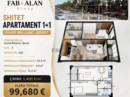 Apartament 1+1 Për Shitje në Qerret, Kavajë - 99,680€ | 71 m²