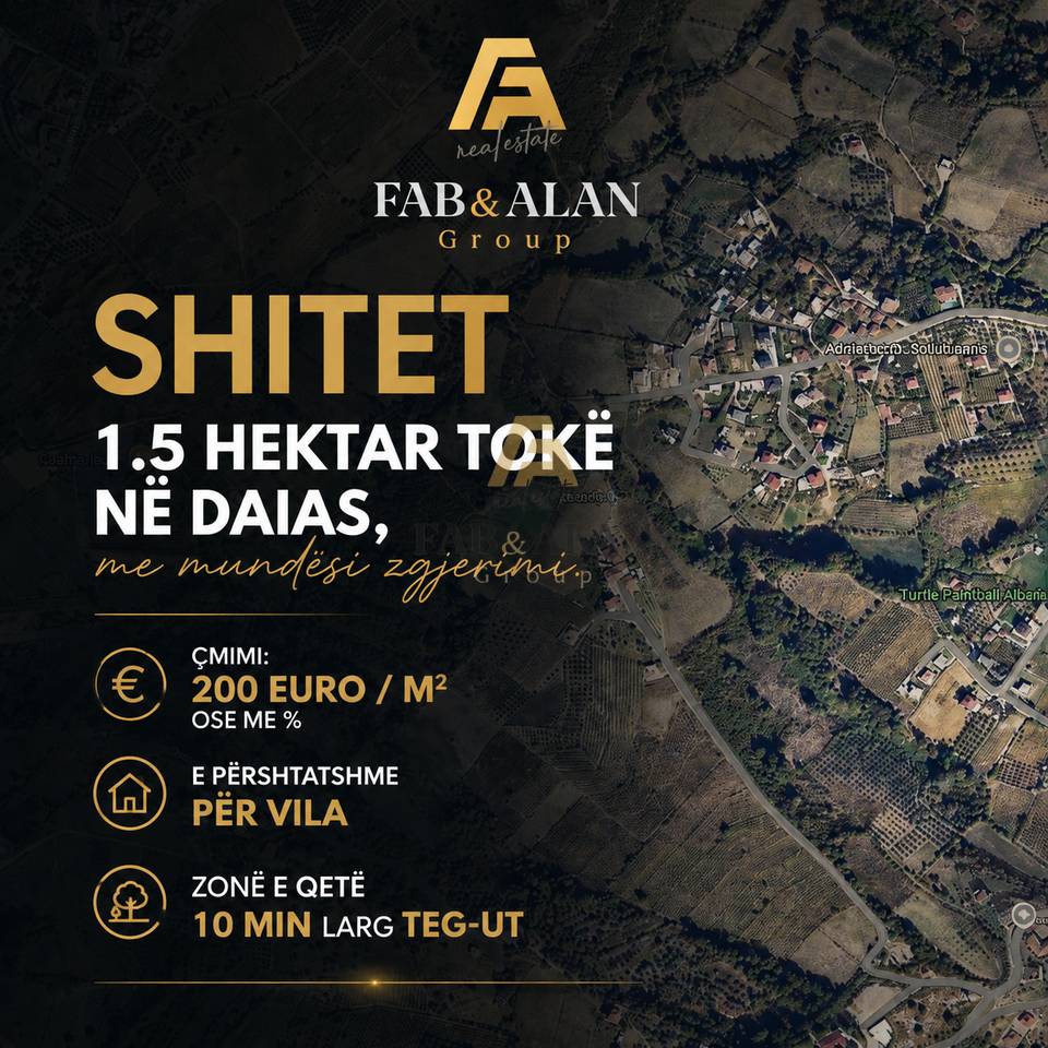 Tokë Për Shitje në Daias, Tiranë - 3.000.000€ | 15000 m²