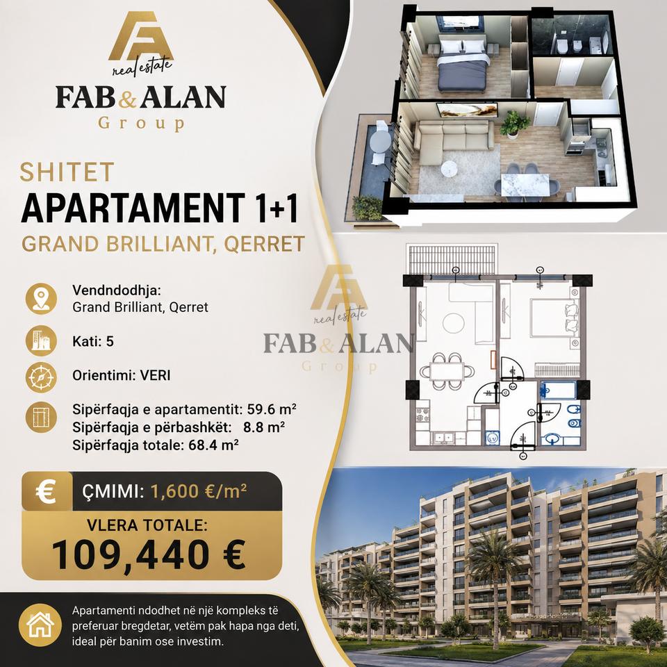 Apartament 1+1 Për Shitje në Qerret, Kavajë - 109,440€ | 68 m²
