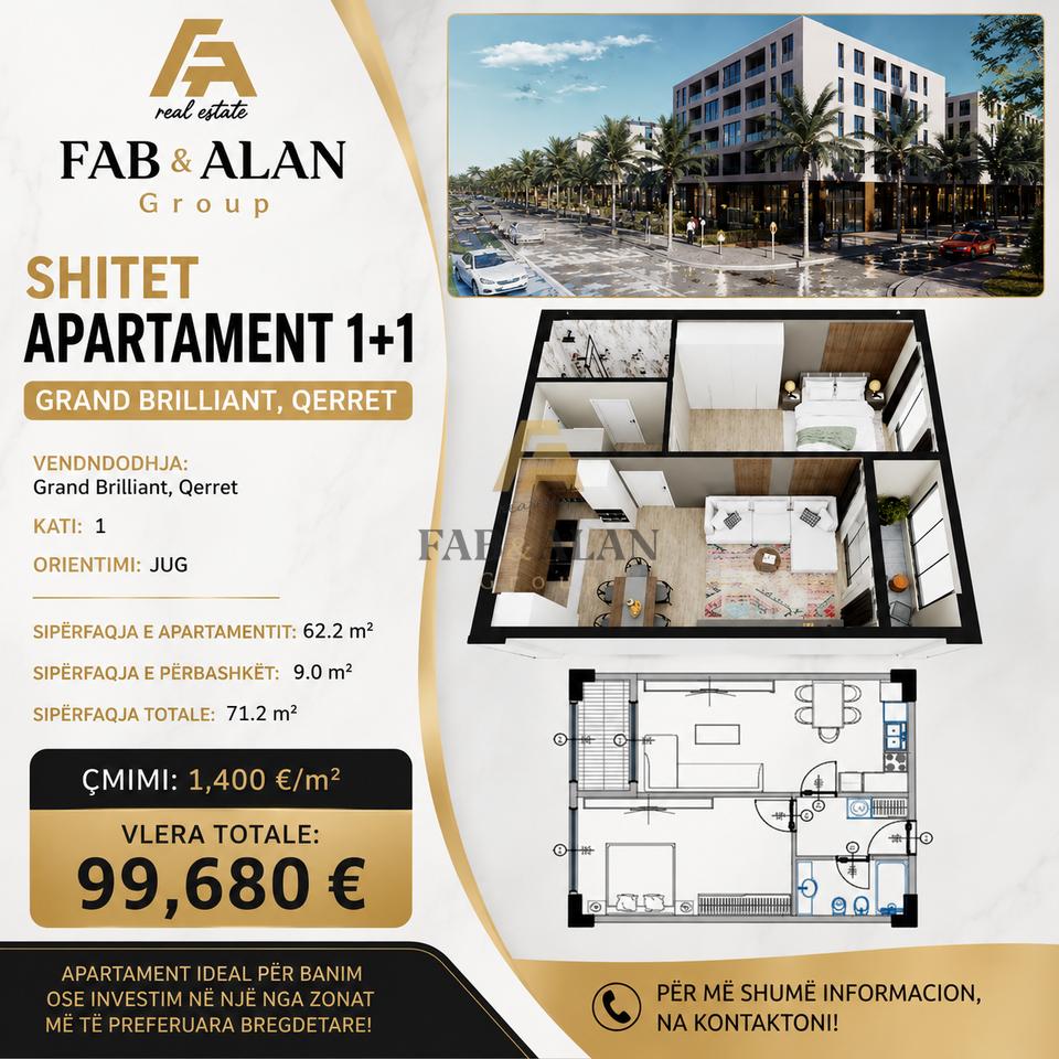 Apartament 1+1 Për Shitje në Qerret, Kavajë - 99,680€ | 71 m²