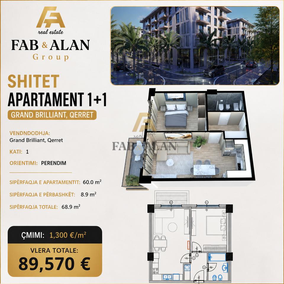 Apartament 1+1 Për Shitje në Qerret, Kavajë - 89,570€ | 69 m²