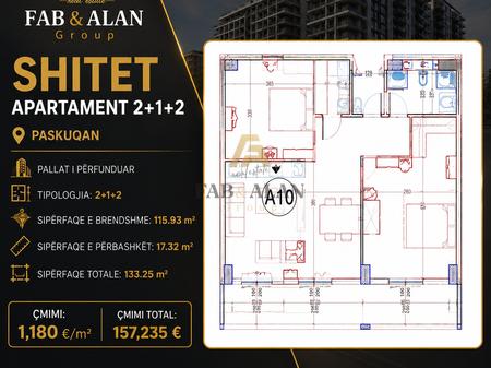  Apartament 2+1+2 në shitje – Paskuqan