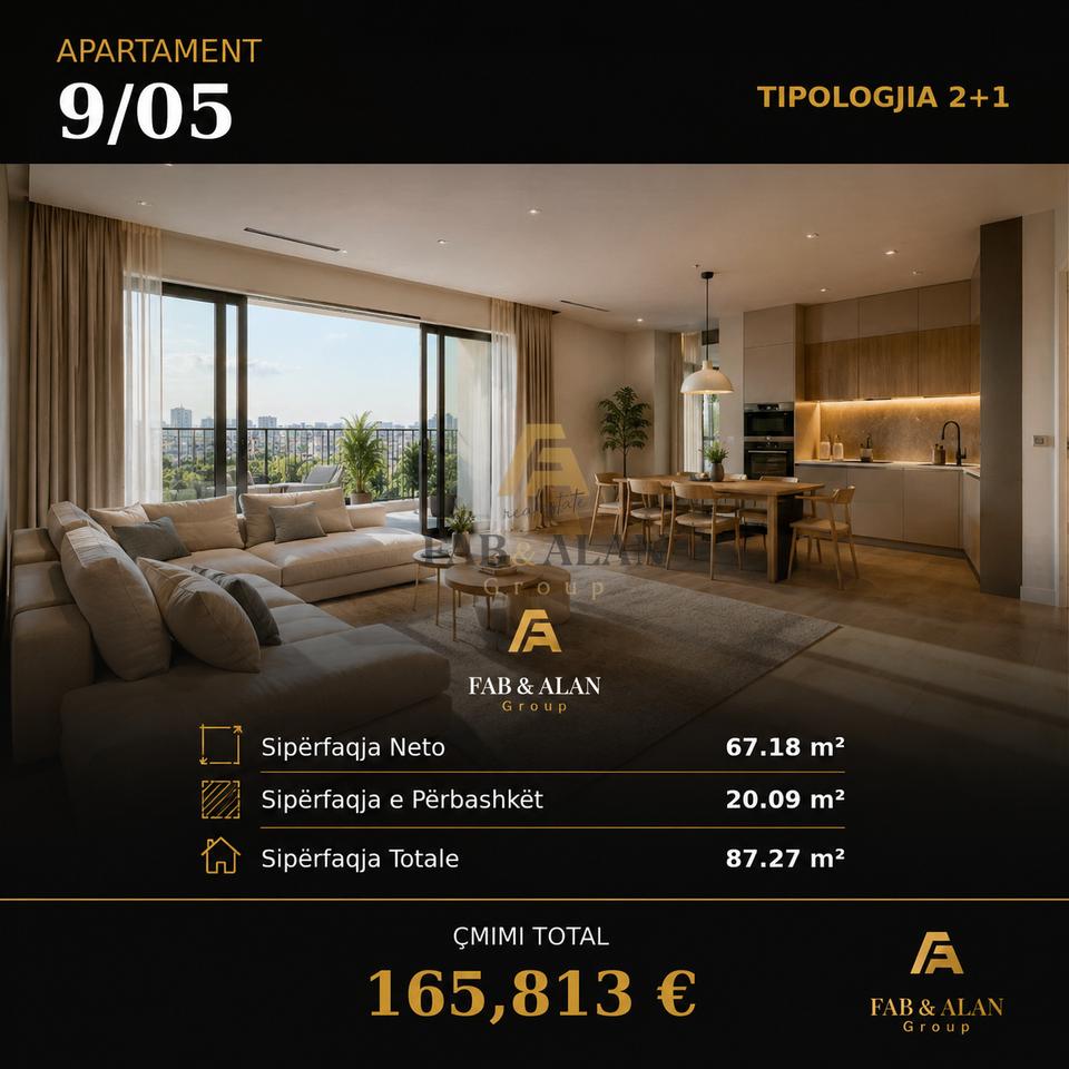 Appartamento 2+1 in Vendita a Harmoni Residence, vicino a Ex Campo di Aviazione, Tirana - 165813€ | 87 m²