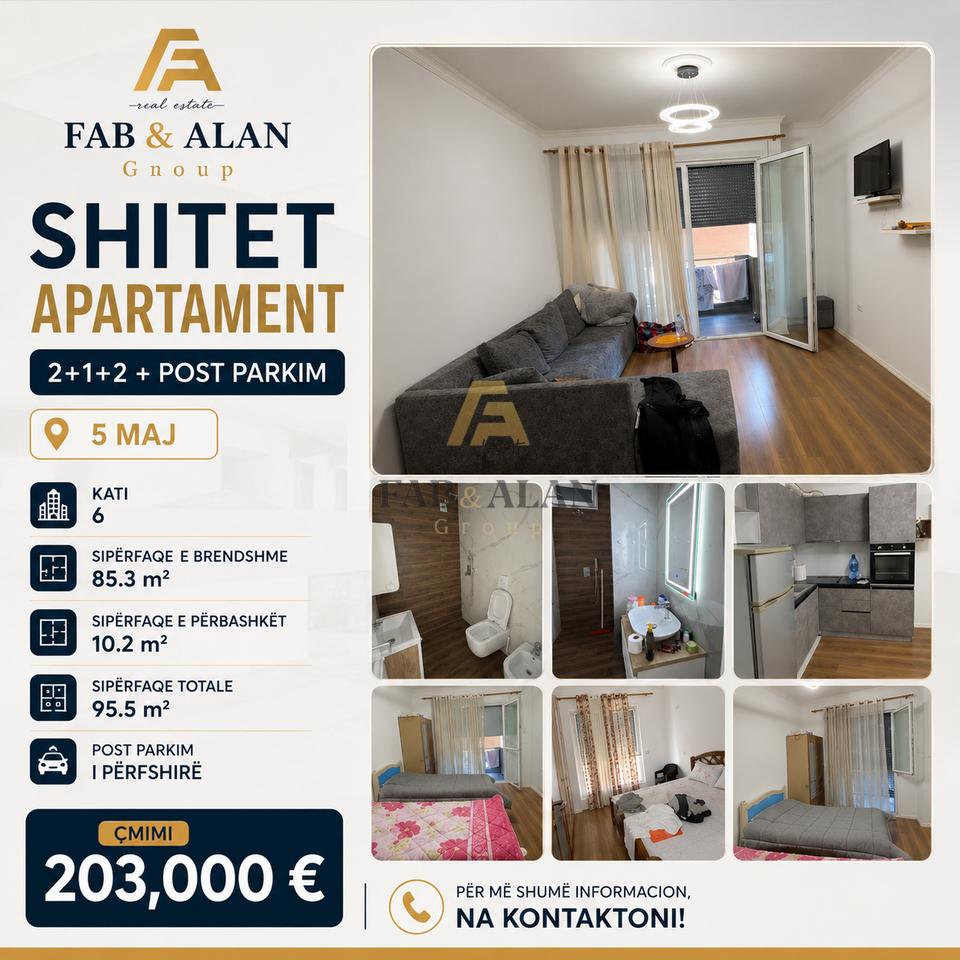 🏡 Shitet apartament 2+1+2 + postparkim, në zonën e 5 Majit.