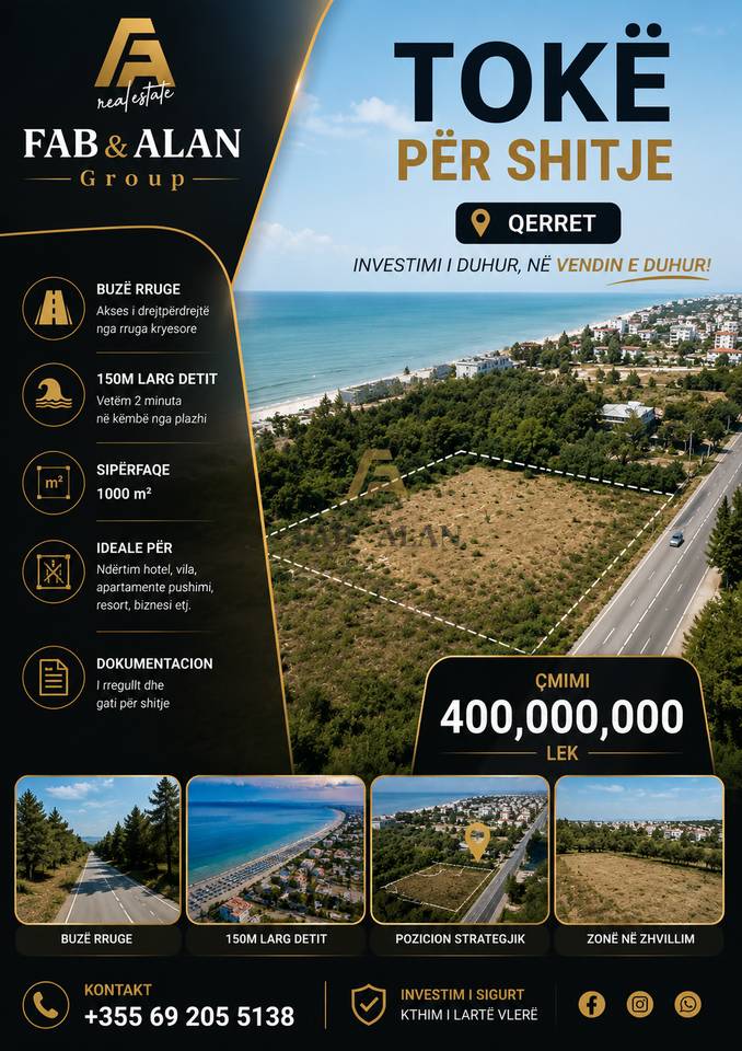 TOKË PËR SHITJE – QERRET - 400,000,000 Lek
