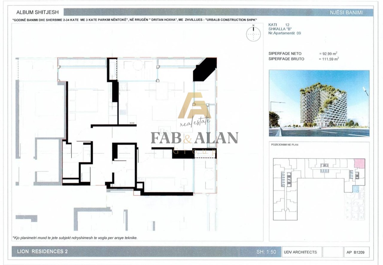 Apartment 2+1 for Sale Ke Lion 2-shi, in Zogu i Zi, Tirana – 224,000€ | 112 m²