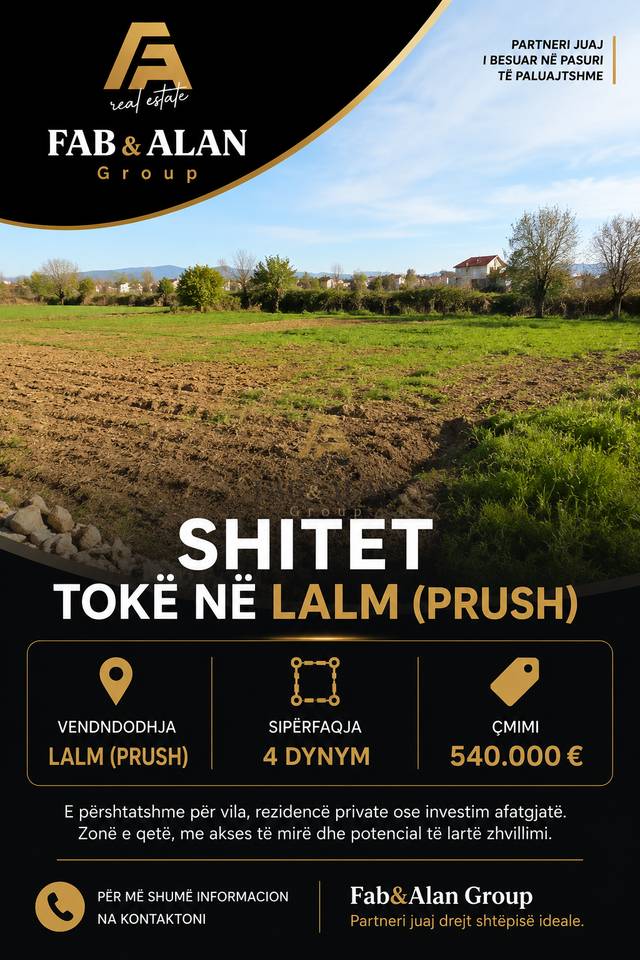 Land for Sale in Prush, Tirana - 540,000€ | 4000 m²