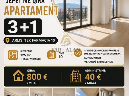 Apartament 3+2 Me Qira ke Arlis Residence ke Spitali QSUT (Nënë Tereza), Tirana - 800€ | 125 m²