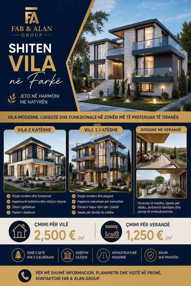DISPONOJME VILA OSE APARTAMENTE PER SHITJE NE ZONEN E FARKES