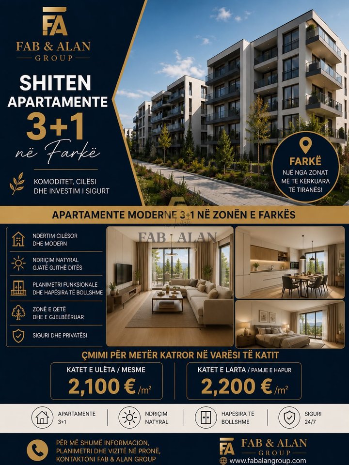 3+1 APARTMENTS FOR SALE IN FARKË