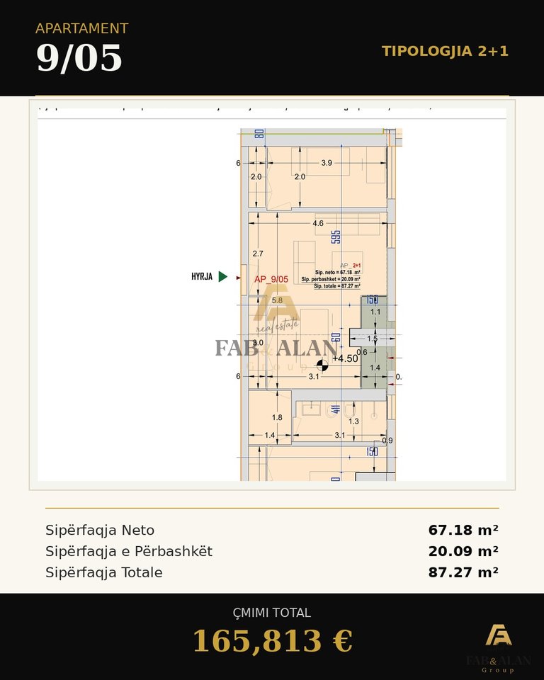 Appartamento 2+1 In Vendita a Harmoni Residence, vicino all'ex Campo di Aviazione, Tirana - 165813€ | 87 m²