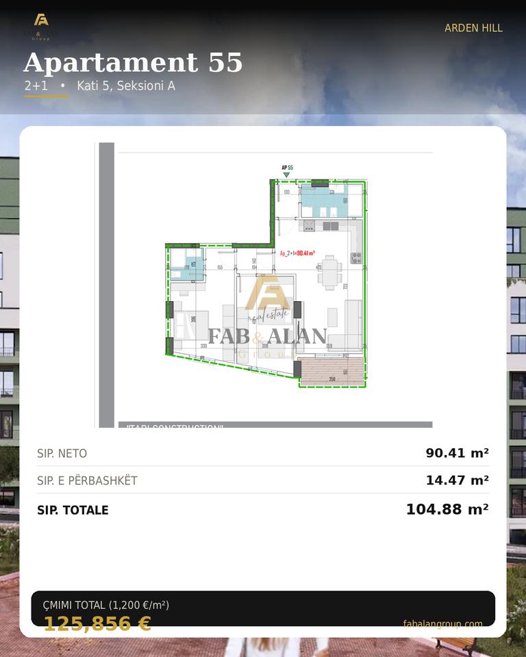 Appartamento 2+1+2 In Vendita ad Arden Hill a Paskuqan, Tirana - 125856€ | 104 m²