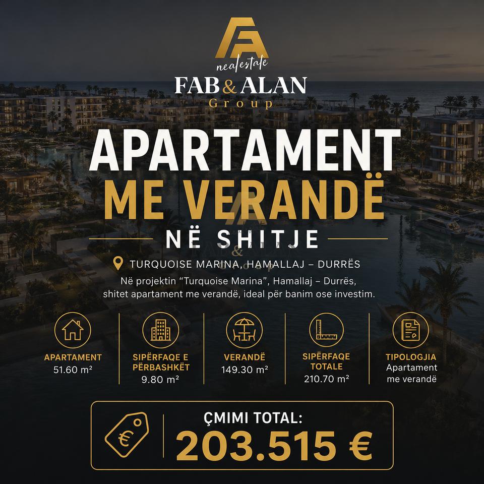 🌊 Apartment 1+1 with veranda for sale – Turquoise Marina, Hamallaj ✨