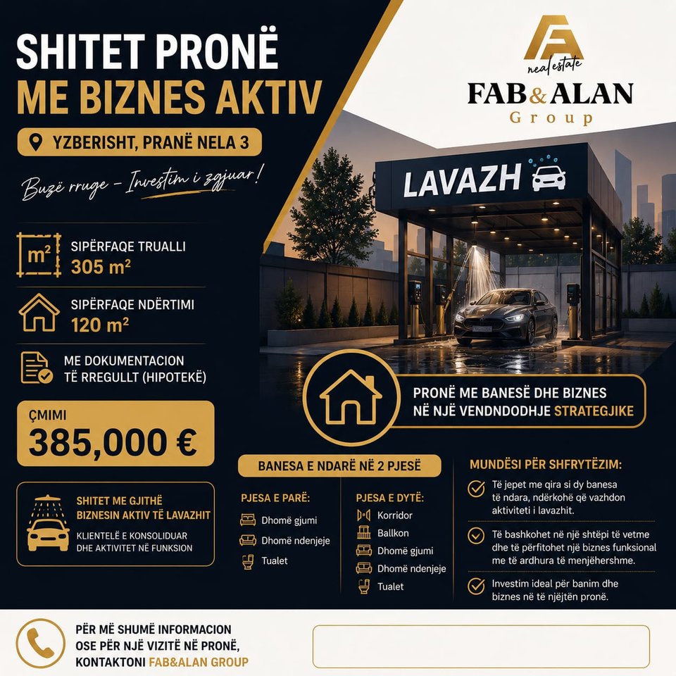 🏡 Proprietà con attività commerciale attiva in vendita – Yzberisht, vicino a Nela 3