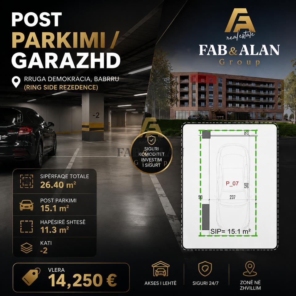 Parking Space For Sale at Ring Side Residence in Babrru, Tirana - 14,250€ | 26 m²