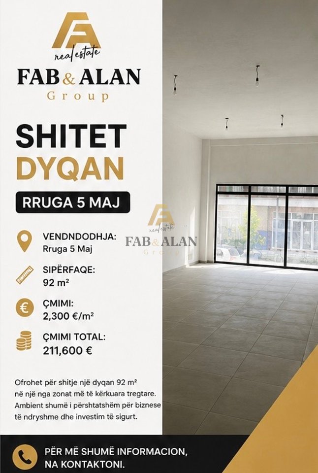 Shitet Dyqan – Rruga 5 Maj 211,600 €