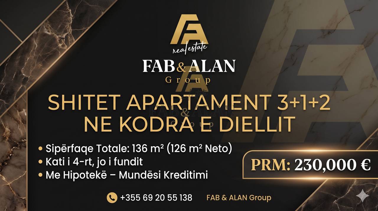 Appartamento 3+1 in Vendita a Kodra e Diellit, Tirana - 230000€ | 136 m²
