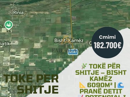 Shitet 6090 m² Tokë Investimi pranë Bregdetit, Bisht-Kamëz, Durrës    Çmimi: 182.700€