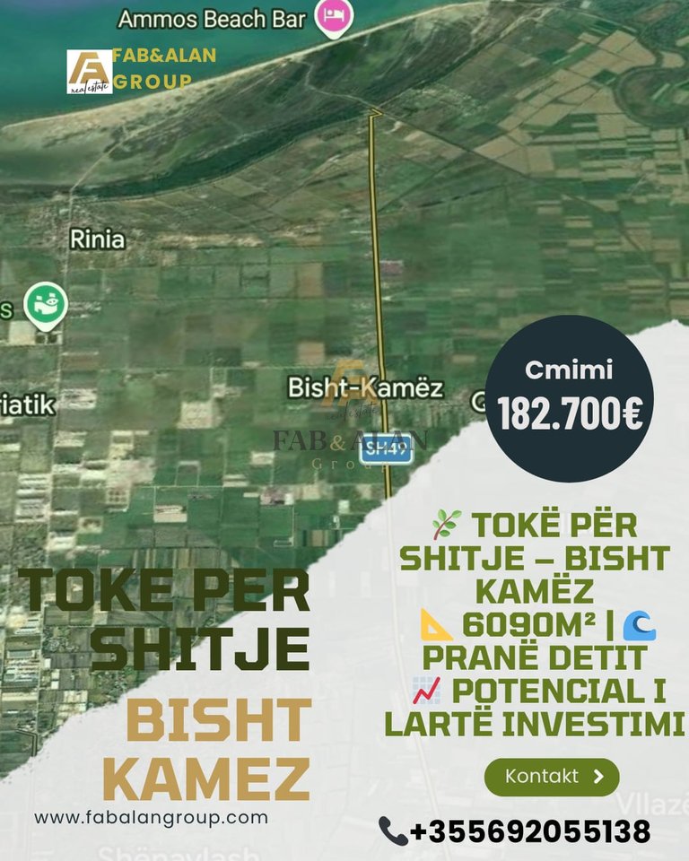 Shitet 6090 m² Tokë Investimi pranë Bregdetit, Bisht-Kamëz, Durrës    Çmimi: 182.700€