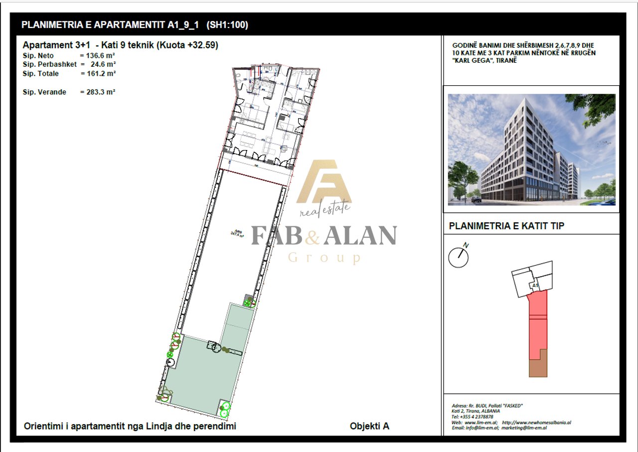 Appartamento 3+1+2 in Vendita su Viale Zogu i Parë, Tirana – €711.697 | 161,2 m²