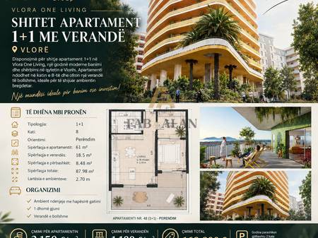 🏡 SHITET APARTAMENT 1+1 ME VERANDË | VLORA ONE LIVING