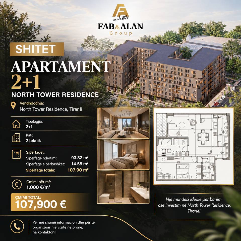 🏡 SHITET APARTAMENT 2+1 – NORTH TOWER RESIDENCE