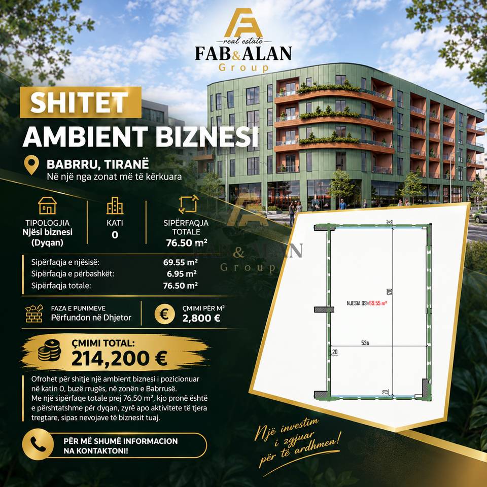🏢 LOCALE COMMERCIALE IN VENDITA – BABRRU, TIRANA