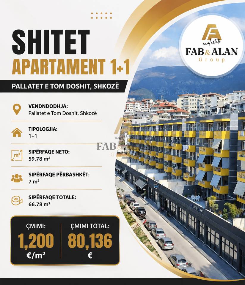 Apartament 1+1 Për Shitje në Shkozë, Tiranë - 80.136€ | 67 m²