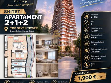 🏙️ SHITET APARTAMENT 2+1+2 – TOP SEVEN TOWER