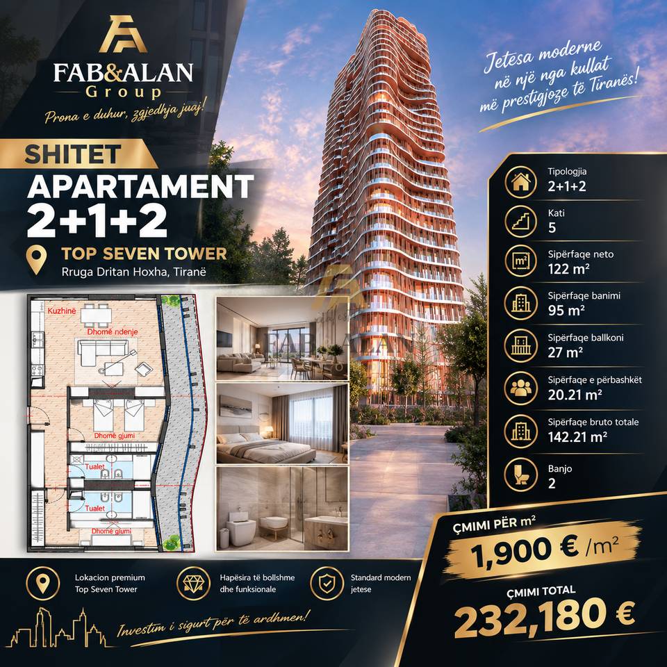 🏙️ SHITET APARTAMENT 2+1+2 – TOP SEVEN TOWER