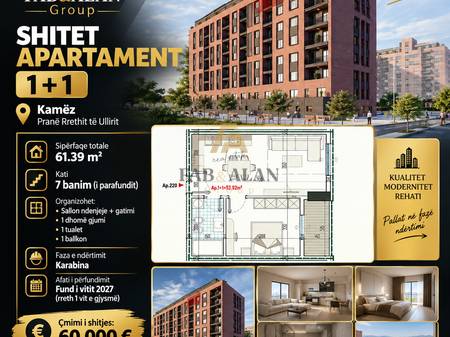  SHITET APARTAMENT 1+1 – KAMËZ