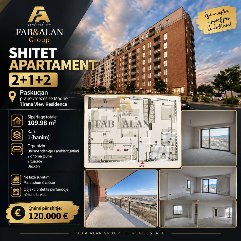 🏠 SHITET APARTAMENT 2+1+2 – PASKUQAN