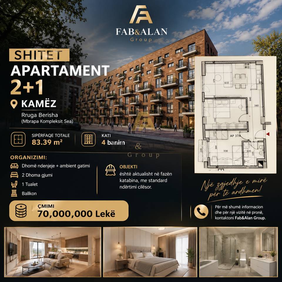 🏡 SHITET APARTAMENT 2+1 – KAMËZ