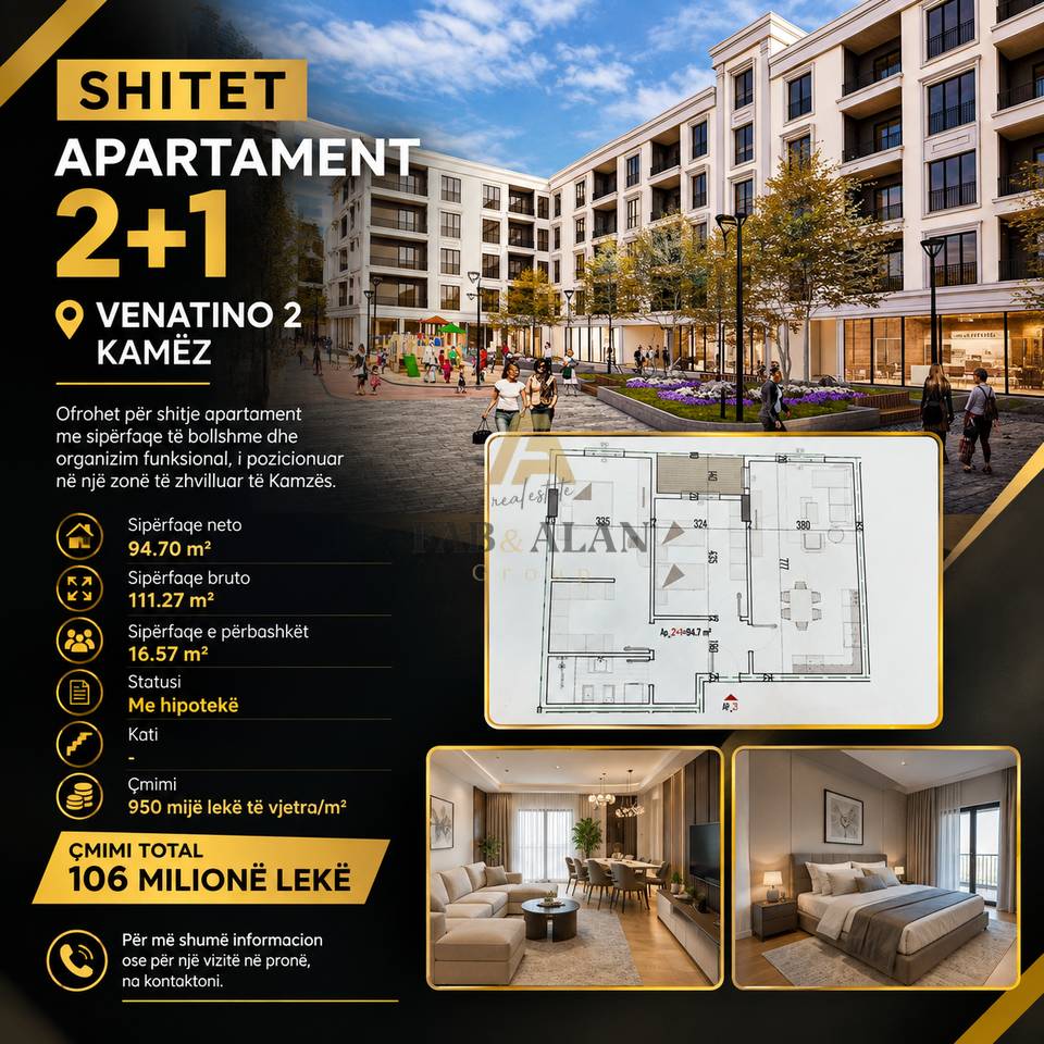 🏡 SHITET APARTAMENT 2+1 – VENATINO 2, KAMËZ
