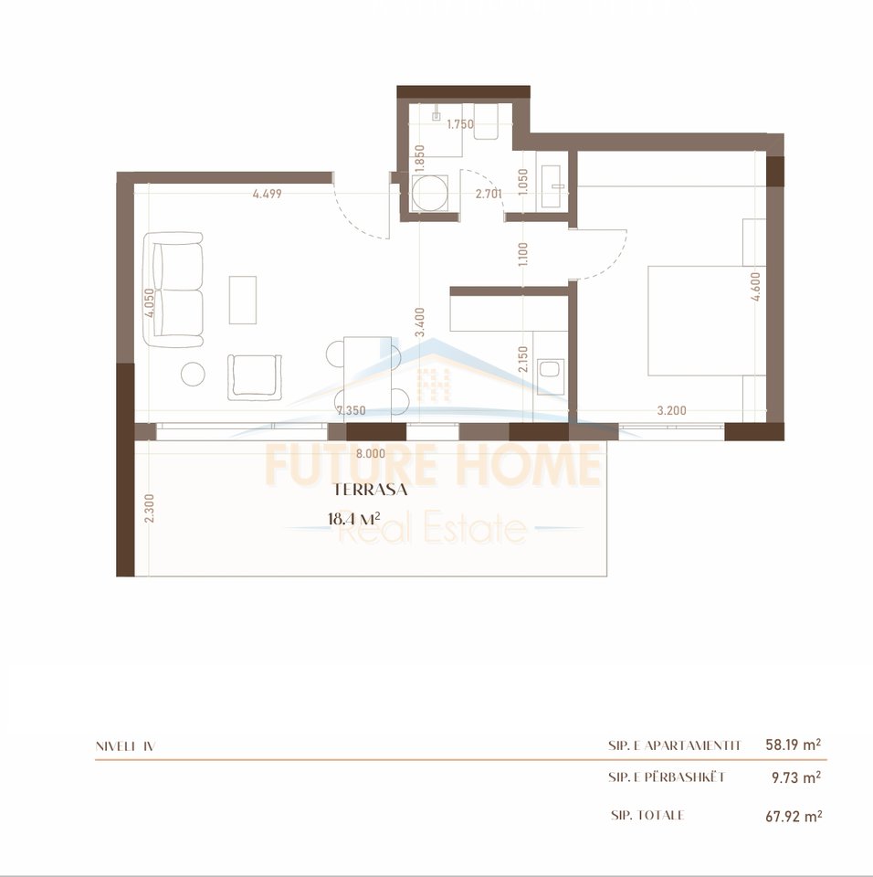 Shitet, Apartament 1+1+Verande .Golem,Durres.